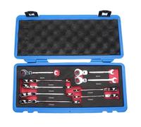 EVTSCAN Juego de combinación de llaves de trinquete métricas de 8-17mm, 72 dientes, tubo de acero Cr V, llave de trinquete ajustable de 180 grados, 9 Uds.