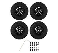 EVTSCAN Juego de Llantas de Goma Delanteras y traseras de 55 mm y 5 radios de Metal para Coche RC AXIAL SCX24 1/24 (Black)