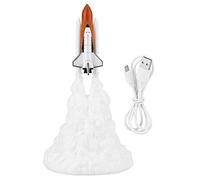 EVTSCAN Lámpara de Cohete con impresión 3D, luz Nocturna de la lámpara del Transbordador Espacial, con USB Recargable, decoración de la habitación con luz Nocturna LED para niños(Type A: L 28CM)