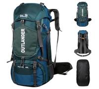 EVTSCAN Mochila de senderismo Mochila de viajes ligeros de campamento 60L Camping Cubierta de lluvia de comparación de zapatos puede colgar la bolsa de agua Pack Blue Black Pack para (Blue)