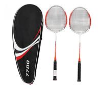 EVTSCAN Raquetas de bádminton Juego Integrado de Acero al Carbono aleado Deportes al Aire Amateur Naranja Rojo 2PCS