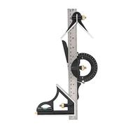 EVTSCAN - Regla cuadrada en forma de T de acero inoxidable más reciente, juego de combinación cuadrada con transportador, regla de ángulo de acero inoxidable 0-180 °, herramienta de medición de transp
