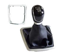 EVURU Pomos de palanca de cambios, For Ford Focus 2 MK2 FL C-MAX 2006-2011 5 6 Speed Shifter Car Leather Boot Gear Shift Knob Head Palanca Cubierta Accesorios (Color : Black-6 Speed)