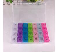 EVURU Portable 7 Days Medicine Medical Pill Box 28 Grids Weekly Pill Case Storage Box Travel Medicine Box Holder Tablet Organizer