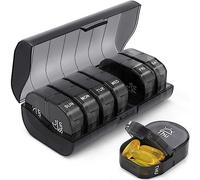 EVURU Portable Vitamin Pill Box Case Organizer Tablet for 7 Days 2 Times 14 Grids Travel with Large Compartment for Medicine Fish Oils