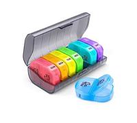 EVURU Portable Vitamin Pill Box Case Organizer Tablet for 7 Days 2 Times 14 Grids Travel with Large Compartment for Medicine Fish Oils