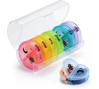 EVURU Rainbow 7 Days Pill Box Organizer Plastic Storage Box Container Portable Medicine Pill's Case Weekly Pillbox Hat for Tablets