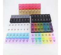 EVURU Weekly Portable Pill Box Organizer Pastillero 7 Days 14 Grids Pills Medicine Cases Container Storage Tablets Vitamins Fish Oils