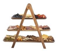 Evvmnaks - Bandeja para servir de niveles de madera, bandeja de pisos decorativa, soporte para tartas, bandeja de pisos de estilo granja, bandeja de servir para platos y bandejas de fiesta