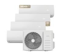 EVVO Aire Acondicionado Split CLIMA Multi 4x1, Conectividad WiFi, Eficiencia A++, Sistema inverter, Bomba de Calor, Deshumidificador, Control Remoto, Blanco, 9000 + 9000 + 9000 + 12000 BTU