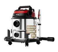 EVVO Aspirador de Sólidos y Líquidos AE84 - Aspiradora Wet & Dry 1380W, Depósito INOX 20 L, Succión 16 kPa, Filtro HEPA F7, Función Soplado con Válvula, Aspiradora Potente para Hogar, Taller y Coche
