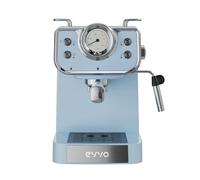 EVVO Cafetera Espresso Intensa Retro Azul - Cafetera Espresso, 15 Bares, 950W, Acero Inoxidable, Brazo Doble, Termo Block, Precalentado Rápido, 1.5L, Vaporizador, Portafiltros
