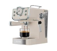 EVVO Cafetera Express Intensa Retro, 15 bares, Vintage, Cuerpo de Acero, Cafetera Barista para Espressos y Capuccinos, 950W, Doble salida, Portafiltros, Depósito de 1,5 l, Calentamiento Rápido (Beige)