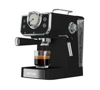 EVVO Cafetera Express Intensa Retro, 15 bares, Acabado Vintage, Cuerpo de Acero, Espressos y Capuccinos, 950W, Doble salida, Portafiltros, Depósito de 1,5 l, Calentamiento Rápido (Color: Negro)