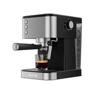 EVVO Cafetera Express Intensa, Presión de 20 bares, Cuerpo de Acero, Espressos y Capuccinos, 1350W, Doble salida, Portafiltros, Depósito de 1,5 l, Calentamiento Rápido (Black and Steel, Sin manómetro)