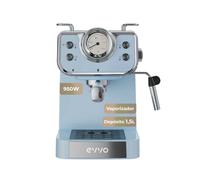 EVVO Cafetera Express Intensa Retro, 15 bares, cuerpo de acero, Espressos y Capuccinos, 950W, Doble salida, Depósito de 1,5 l Verde