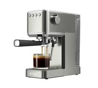 EVVO Cafetera Express Intensa, Presión de 20 bares, Cuerpo de Acero, Espressos y Capuccinos, 1350W, Doble salida, Portafiltros, Depósito de 1,2 l, Calentamiento Rápido (Steel, Sin manómetro)
