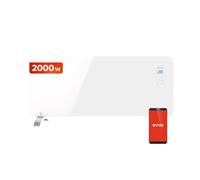 Radiador Eléctrico Bajo Consumo EVVO C Cristal Blanco 2.000W, Wifi, termostato regulable, Google Home Alexa, Mando a distancia, Temporizador, soporte de pie, Calefactor para Baño, Silencioso