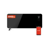 Radiador eléctrico evvo c2000 cristal, wifi, 2.000 w, pantalla táctil, mando, temporizador, soporte de pie, silencioso