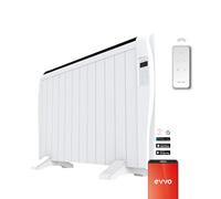 EVVO Emisor Térmico C12 2000W - Radiador Eléctrico Bajo Consumo, 10 Elementos, Suelo o Pared, Temporizador 24h, Wifi y App, Bloqueo infantil, Pantalla LCD, Mando, Blanco