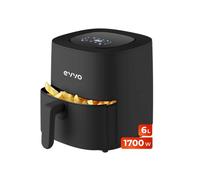 EVVO Freidora Sin Aceite Tasty Fryer 6L - Air Fryer con 1700W, Tecnología Dual Cyclone, Antiadherente, Multifunción, Freidora Aire con Panel Táctil, Temporizador, Apagado Automático, Acero Inoxidable