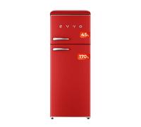 EVVO Frigorífico 2 puertas F45 Retro, refrigerador 170 litros, congelador 45 litros, cajón Crisper Zone, varios colores Verde Pastel