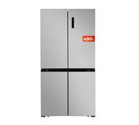 Evvo frigorífico 4 puertas f100, motor inverter, total no frost, 321l + 169l, freon free, pantalla exterior, clase e (inox