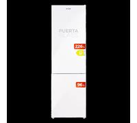 EVVO Frigorífico Combi F55 Glass, 226 l + 96 l, Total No Frost,cristal, Clase D, Multi Air Flow, Panel LED táctil Cristal Blanco