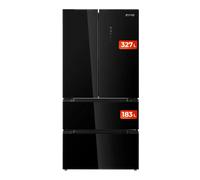 EVVO Frigorífico francés F80B Glass, Inverter, Puerta de cristal, Total No Frost, 327l + 183l Cristal Negro