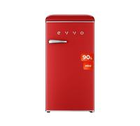 Evvo frigorífico mini f26 retro rojo, 95 litros, diseño vintage, bajo consumo, silencioso