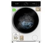 EVVO Lavadora 12 kg carga frontal Nature R12, 1400 rpm, Clase A, Motor Inverter , 13 programas, Modo nocturno, Blanco e inox Blanco