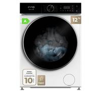 EVVO Lavadora 12 kg carga frontal Nature R12, 1400 rpm, Clase A, Motor Inverter , 13 programas, Modo nocturno, Blanco e inox Blanco