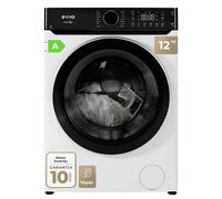 EVVO Lavadora 12 kg carga frontal Nova Q12, 1400 rpm, Clase energética A, Motor Inverter eDRIVE, 14 programas, Función vapor Plata