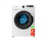 Evvo lavadora 8kg, vapor, clase a, motor inverter, lavado rápido