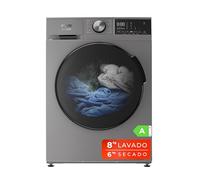 EVVO Lavadora secadora 8 kg + 6 kg, Vapor, Motor Inverter, Lavado y Secado en 1 Hora, Tambor ePROTECT, Smart LOAD, 1400 rpm, Clase energética A, Carga Frontal, Nova (8/6kg, Inox)