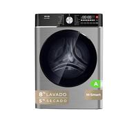 EVVO Lavadora-Secadora Nature M8/5X Inox, 8 kg + 5 kg, 1400 rpm, Motor BLDC Inverter, Steam Wash, M-Smart One-Touch, Lavado Rápido 15’, Fin Retardado 24h, 16 Programas, Libre Instalación