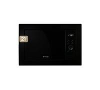 Evvo microondas integrable mi30 black, 21l de capacidad, grill 1000w, puerta y marcos efecto brillante, multifunción, función descongelar, temporizador 60 minutos,display digital (acabado negro)