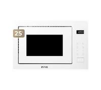 EVVO Microondas integrable Mi45 Glass , 25L de Capacidad, Grill 1200W, Puerta y Marcos Efecto Brillante, Multifunción Blanco