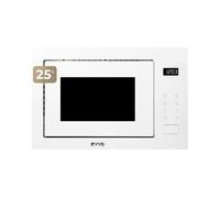 Evvo microondas integrable mi45 glass bl, 25l de capacidad, grill 1200w, puerta y marcos efecto brillante, multifunción, 8 funciones, temporizador 60 minutos, display digital, color blanco