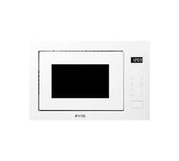 EVVO Microondas integrable Mi45 Glass Wh, 25L de Capacidad, Grill 1200W, Puerta y Marcos Efecto Brillante, Multifunción, 8 Funciones, Temporizador 60 Minutos, Display Digital (Acabado Blanco Cristral)