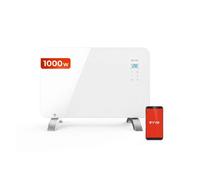 EVVO Convector C1000 Cristal Blanco - Calefactor Bajo Consumo 1.000W, Radiador Electrico Bajo Consumo, Calefactor Baño, Cristal Templado, Táctil, Wifi, Instalación Suelo/Pared, Google Home Alexa