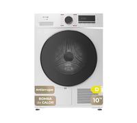 EVVO Secadora bomba de calor Nature S10 D - 10 Kg, Eficiencia Energética D, Sensor De Humedad, Antiarrugas, 16 Programas, Airfresh, Luz Interior, Fácil Instalación