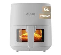EVVO Tasty Fryer 6,5L Blanco - Freidora sin Aceite 1700W, Air Fryer 6,5 Litros, Tecnología Dual Cyclone, Panel Táctil Digital, Hasta 200ºC, Temporizador, Apagado Automático, Antiadherente
