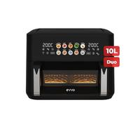 EVVO Tasty Fryer Advance DUO 10L Freidora de Aire sin Aceite con Divisor 2x5L, Doble Resistencia, Air Fryer Multifunción con Recetas