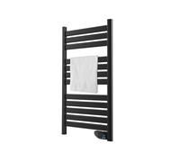 EVVO Toallero Eléctrico C500 Negro - Radiador Electrico Bajo Consumo 450W, Tendedero Electrico para Baño, Pantalla LED, Temporizador 2h, Seguridad Sobrecalentamiento, IPX4, Incluye Kit