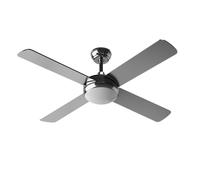 EVVO Ventilador de Techo con Luz LED y Mando, Silencioso, Ø132cm, 4 Aspas, Motor Cobre 65W, 3 Velocidades, Temporizador (Modelo: V516 Acabado Metal)
