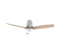 EVVO Ventilador de Techo con Luz LED y WIFI, Silencioso, Ø132cm, 3 Aspas, Motor DC 40W, 6 Velocidades, Temporizador hasta 4h, Función Invierno-Verano, Protección IP44 (Modelo: V551 Acabado Madera)