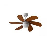 EVVO Ventilador de techo con luz V315 Wood, silencioso, Ø92cm,madera, 6 aspas, 3 velocidades, 56W, invierno-verano