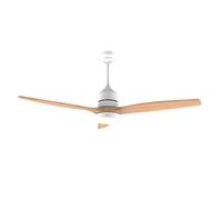 EVVO Ventilador de Techo V540 Wood 132 cm (52"), Luz LED 3 Tonos, Motor 40 W DC Silencioso, Modo Invierno/Verano, Mando a Distancia, Altura Ajustable, Acabado Madera