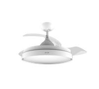 EVVO Ventilador de Techo con Aspas Rectráctiles y Luz, Ø107cm, 3 Aspas, Motor DC 40W, 6 Velocidades, Temporizador hasta 4h, Función Invierno-Verano, Protección IP44 (Negro)